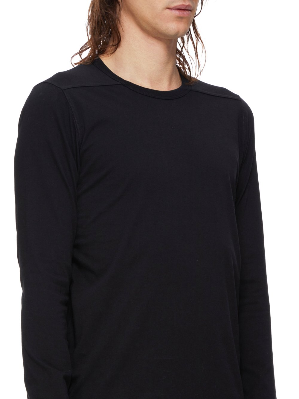 RICK OWENS FW23 LUXOR LEVEL LS T IN  BLACK CLASSIC COTTON JERSEY