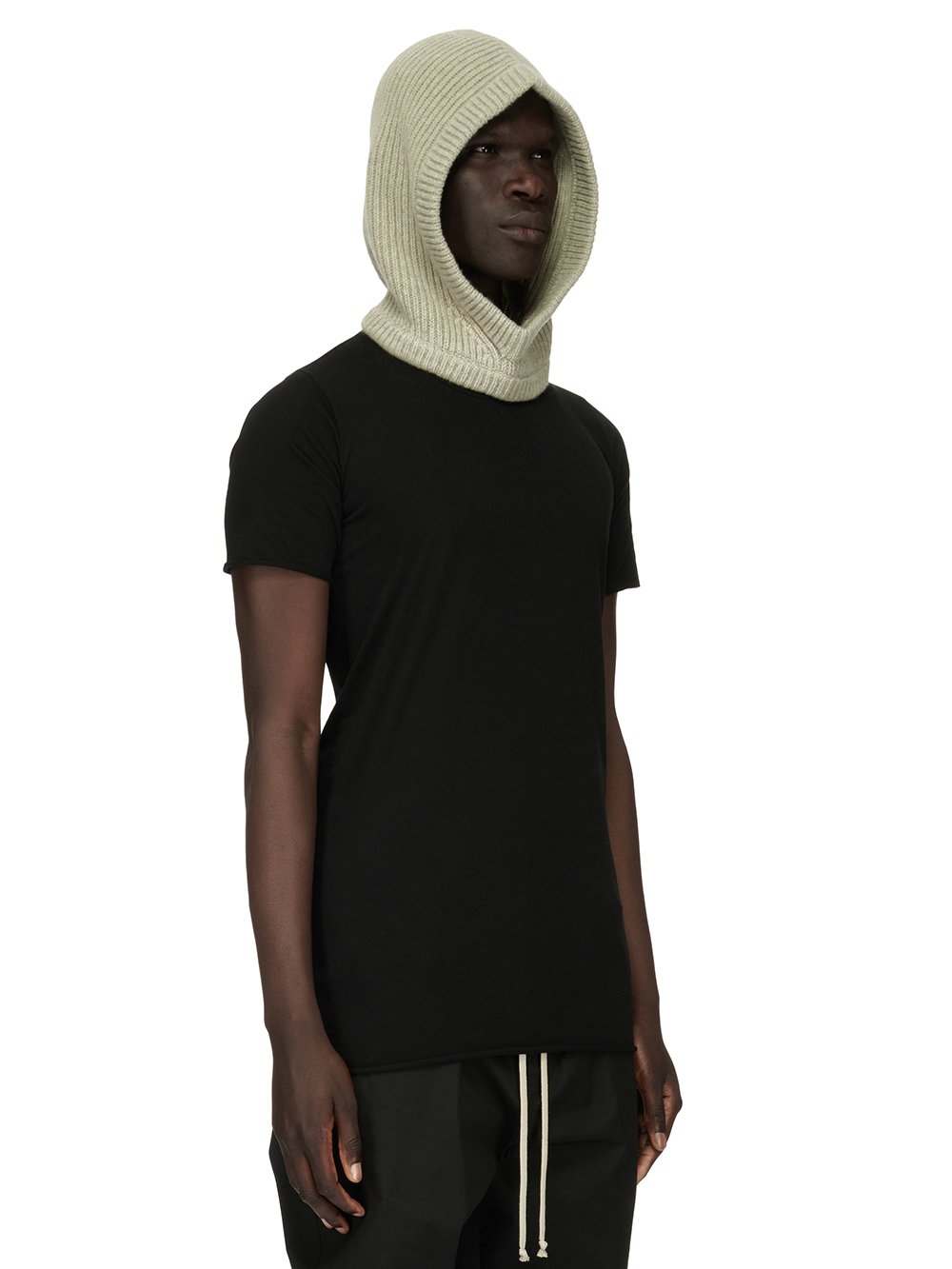 RICK OWENS FW23 LUXOR HOOD IN PEARL RECYCLED CASHMERE KNIT