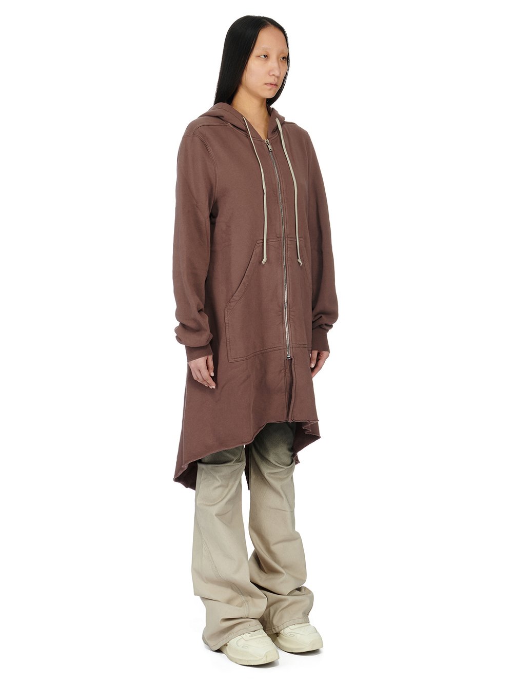 RICK OWENS FW23 LUXOR HOODIE FISHTAIL PARKA IN MAUVE FURKA HEAVY SWEATSHIRT