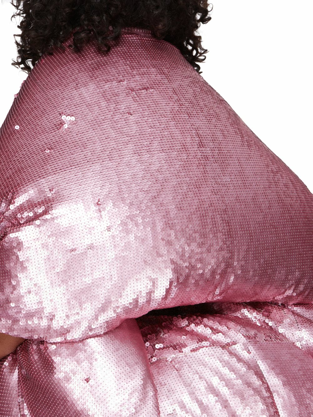 RICK OWENS FW23 LUXOR RUNWAY DONUT IN MAUVE AND PINK SEQUIN EMBROIDERED RECYCLED NYLON