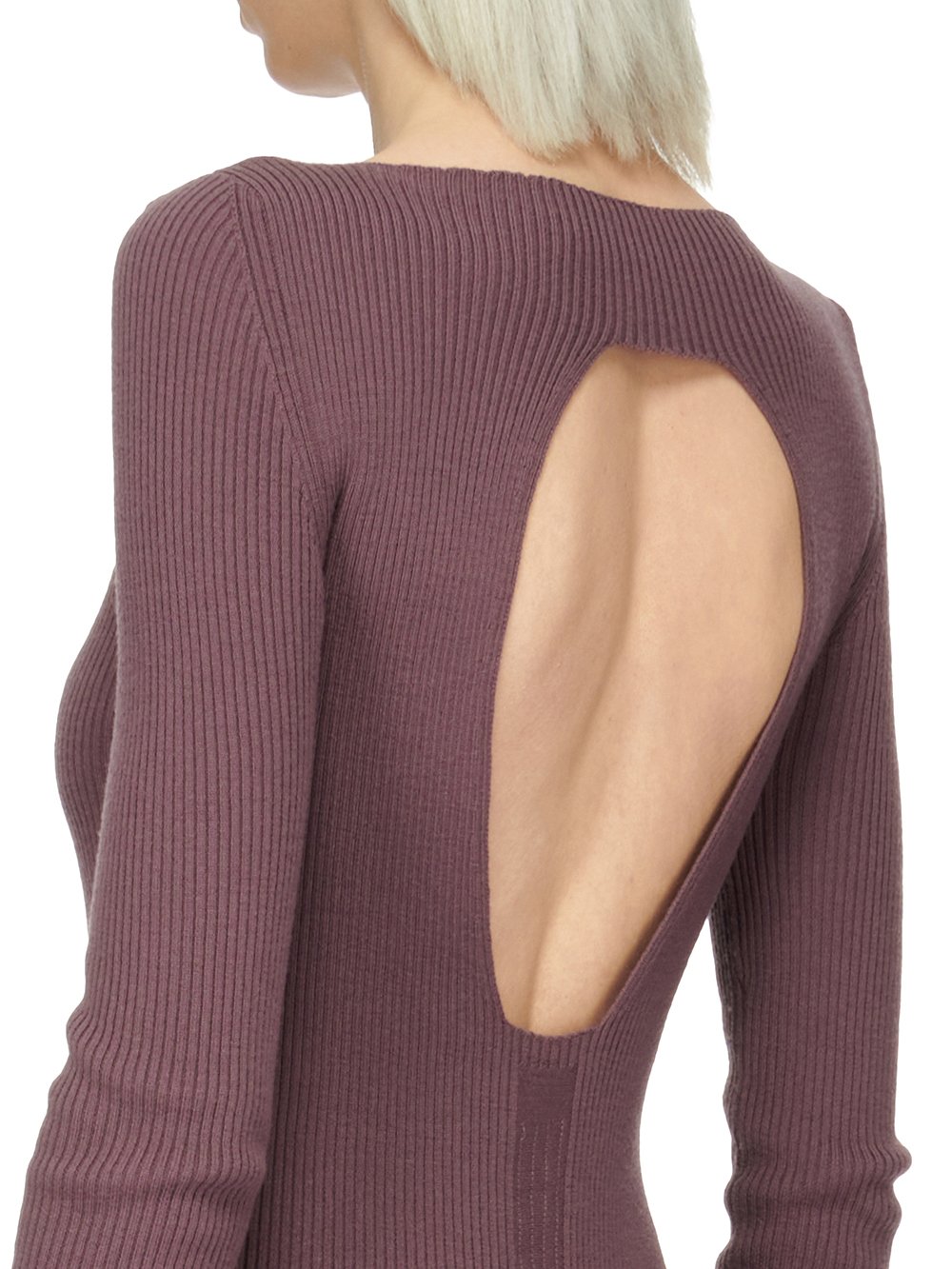 RICK OWENS FW23 LUXOR AL TOP IN AMETHYST PURPLE LIGHTWEIGHT RIBBED KNIT