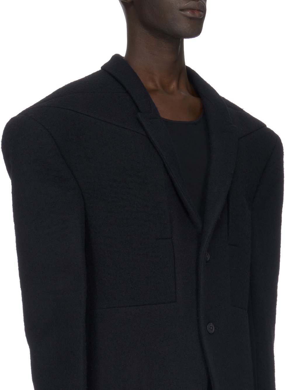 RICK OWENS FW23 LUXOR SOFT JUMBO TATLIN COAT IN BLACK BOILED WOOL