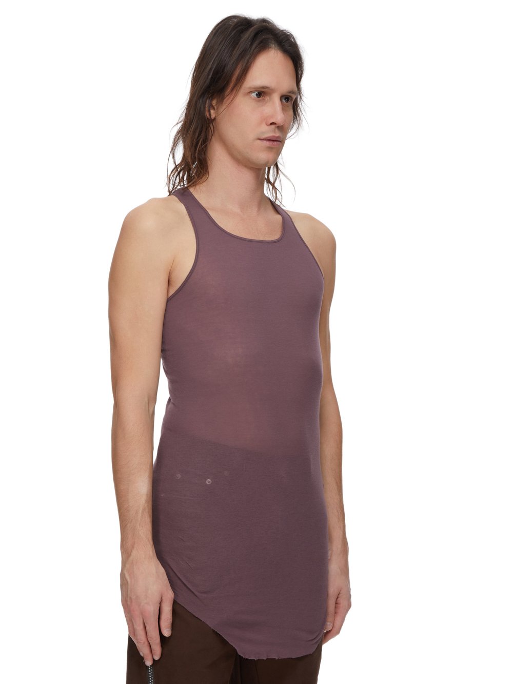 RICK OWENS FW23 LUXOR BASIC RIB TANK IN AMETHYST MINI RIB JERSEY