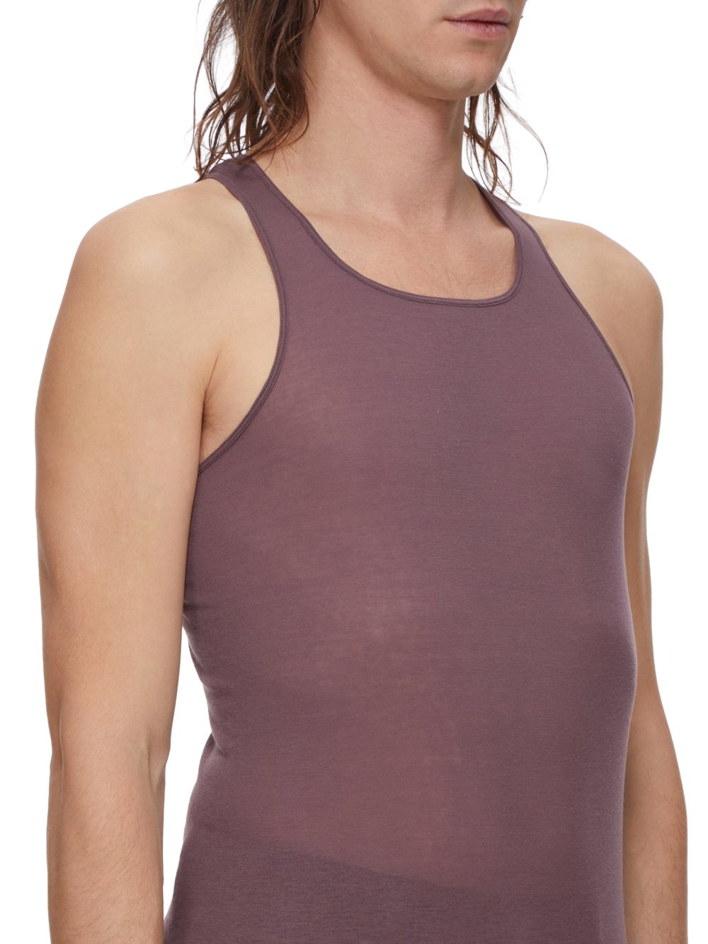 RICK OWENS FW23 LUXOR BASIC RIB TANK IN AMETHYST MINI RIB JERSEY