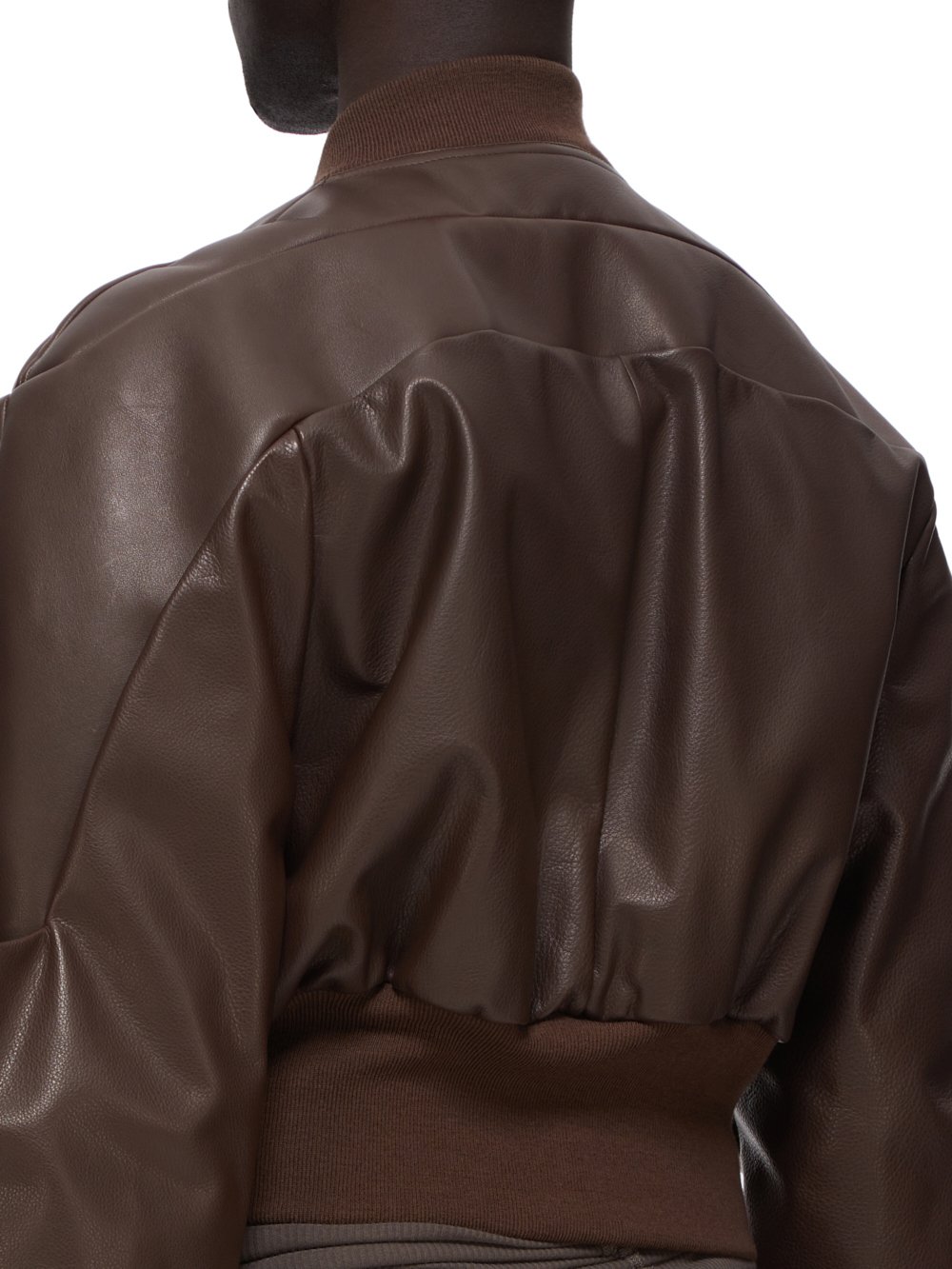 RICK OWENS FW23 LUXOR GIRDERED BOMBER CROPPED IN BROWN SOFT GRAIN COW LEATHER