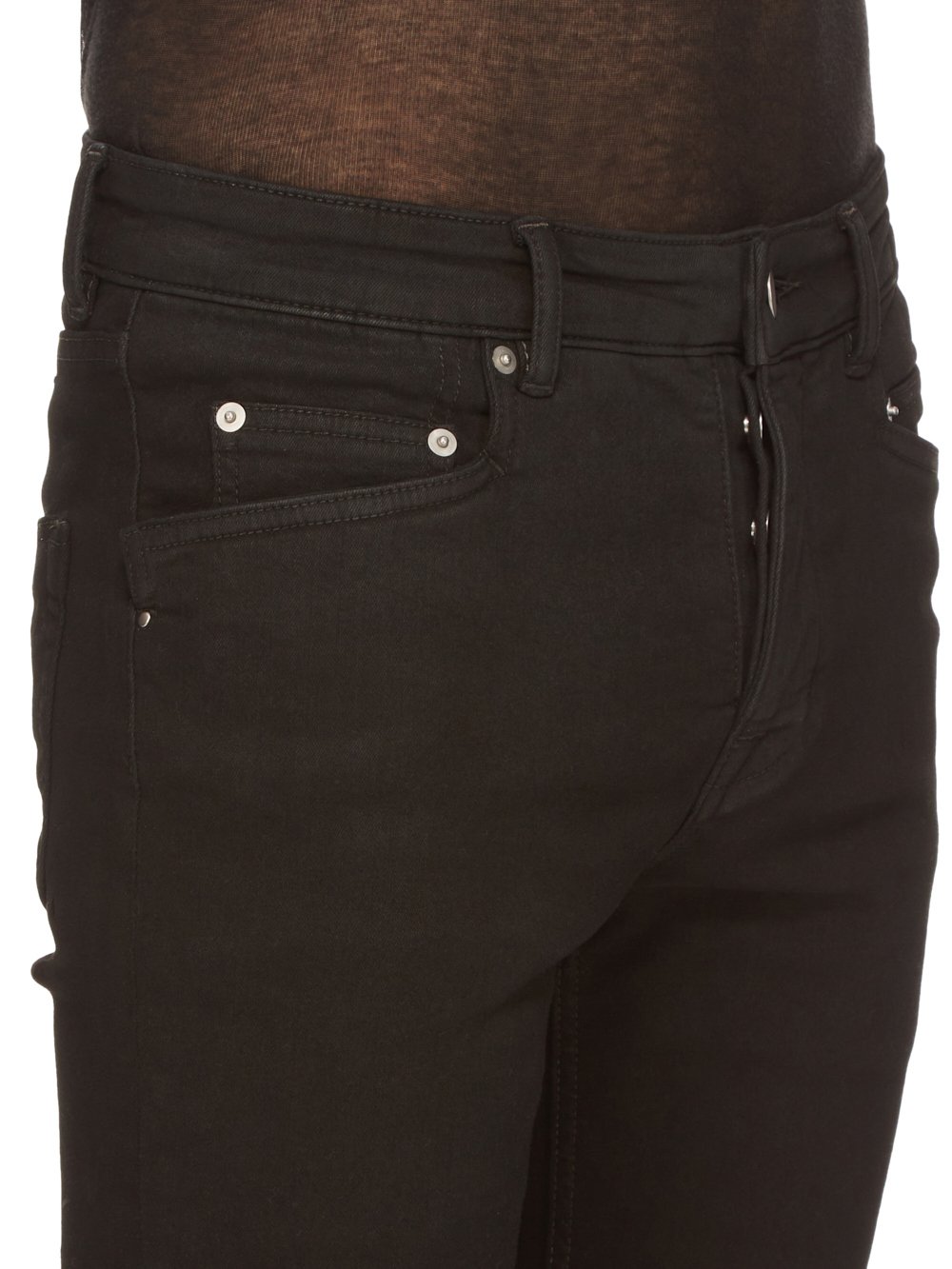 DRKSHDW FW23 LUXOR TYRONE CUT IN BLACKETY BLACK STRETCH DENIM