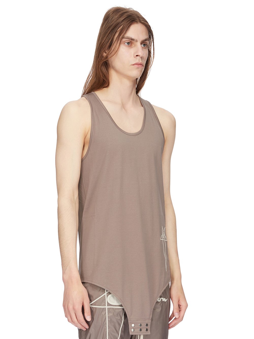 CHAMPION X RICK OWENS BASKETBALL TANK IN DUST GREY MEDIUM WEIGHT COTTON JERSEY 