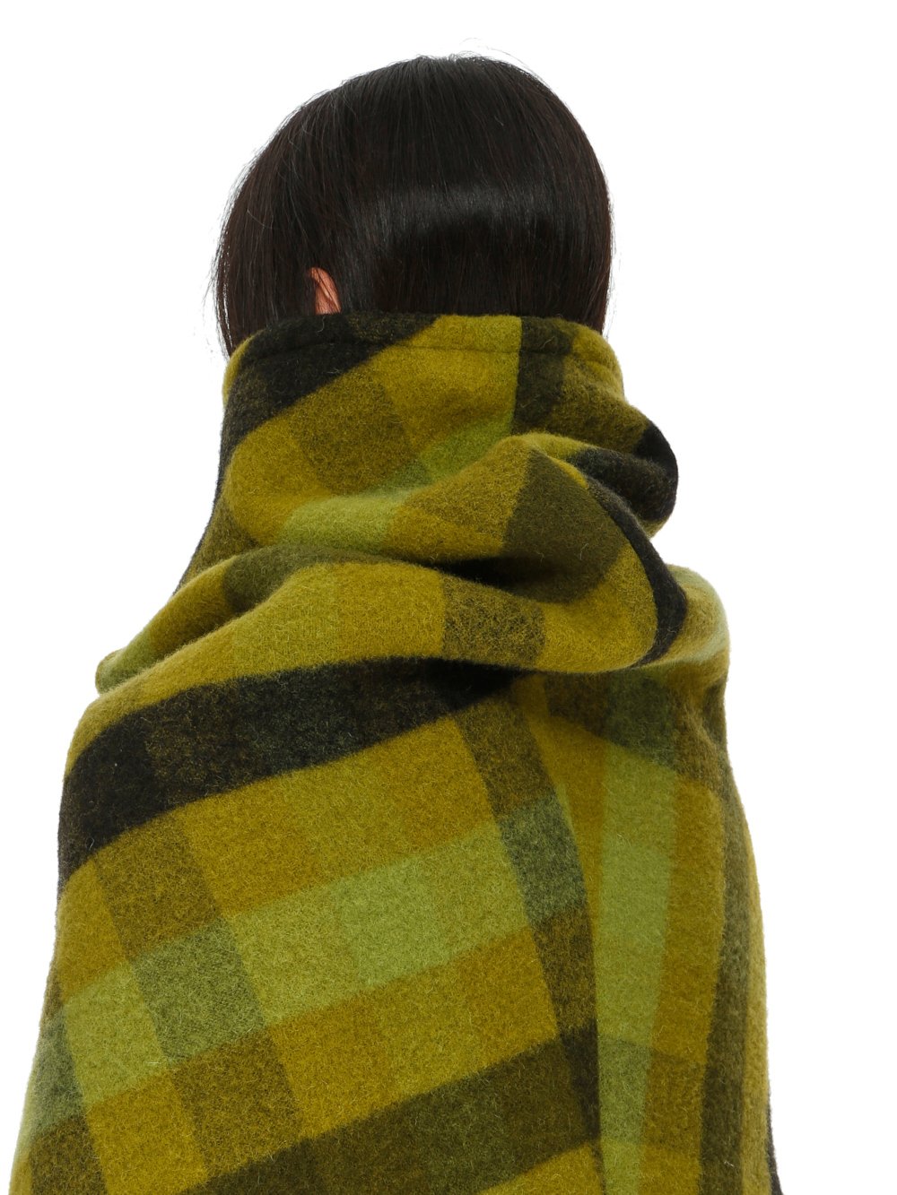 RICK OWENS FW23 LUXOR DAGGER ROBE IN BOILED WOOL PLAID