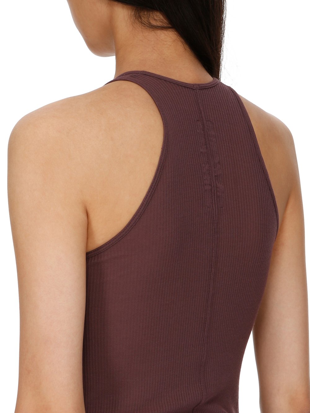 RICK OWENS FW23 LUXOR BASIC RIB TANK IN AMETHYST PURPLE VISCOSE SILK RIB JERSEY