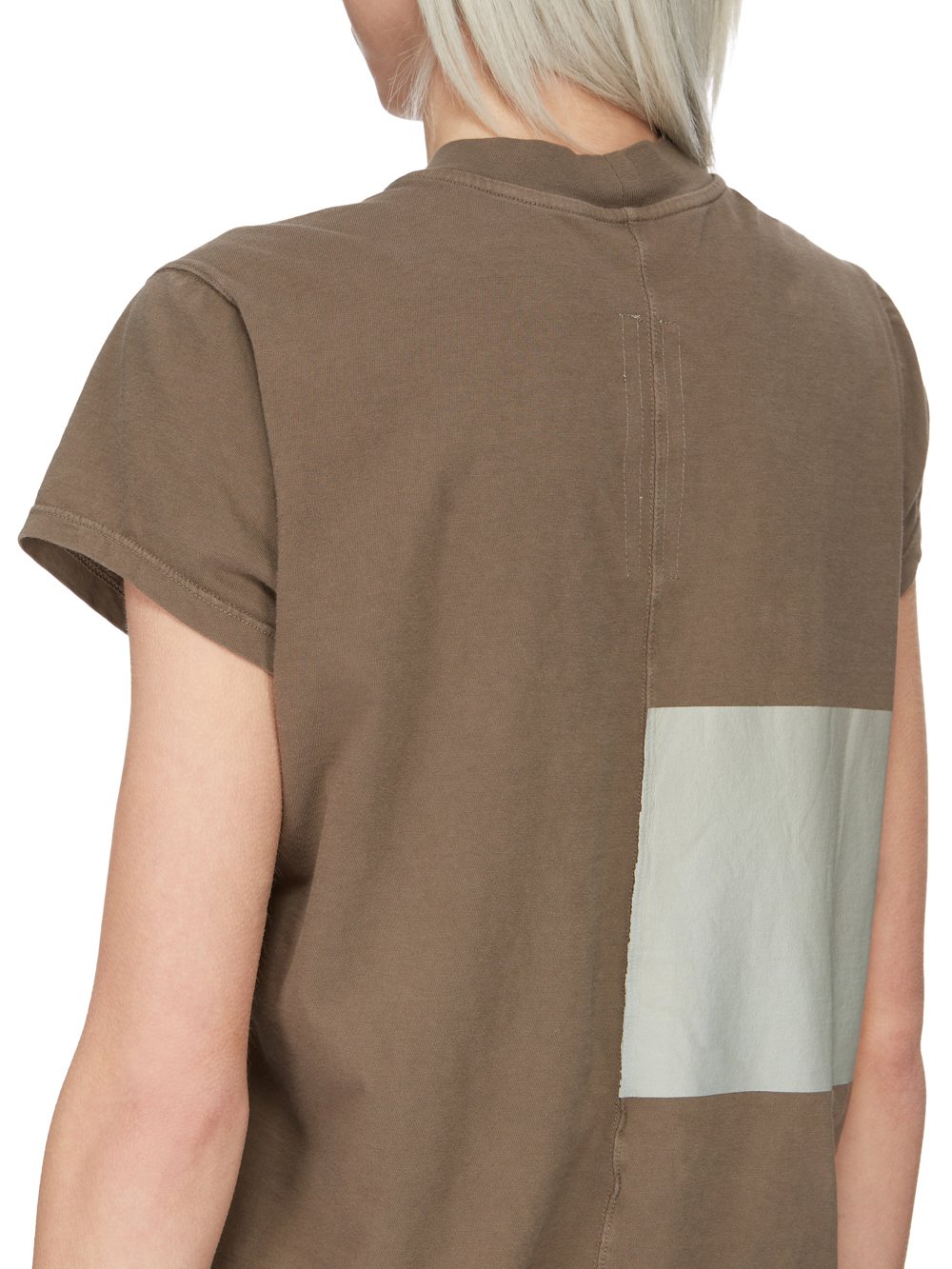 RICK OWENS FW23 LUXOR SMALL LEVEL T IN DUST AND PEARL MEDIUM WEIGHT COTTON JERSEY