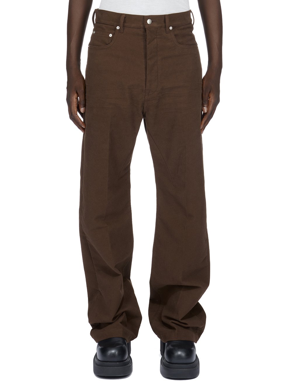 RICK OWENS FW23 LUXOR GETH JEANS IN BROWN BRUSHED HEAVY TWILL