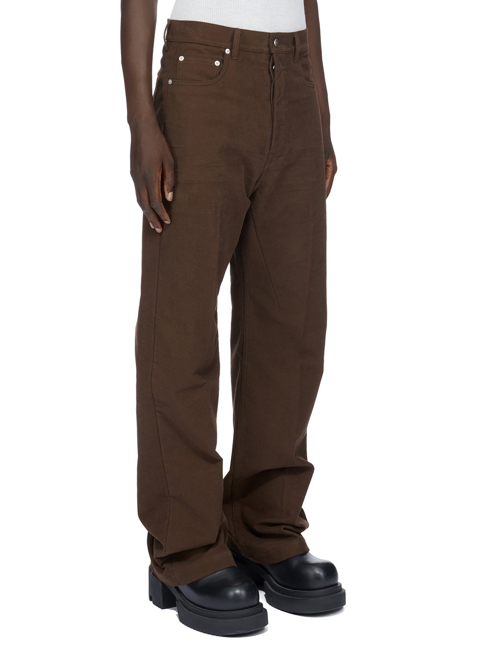 RICK OWENS FW23 LUXOR GETH JEANS IN BROWN BRUSHED HEAVY TWILL