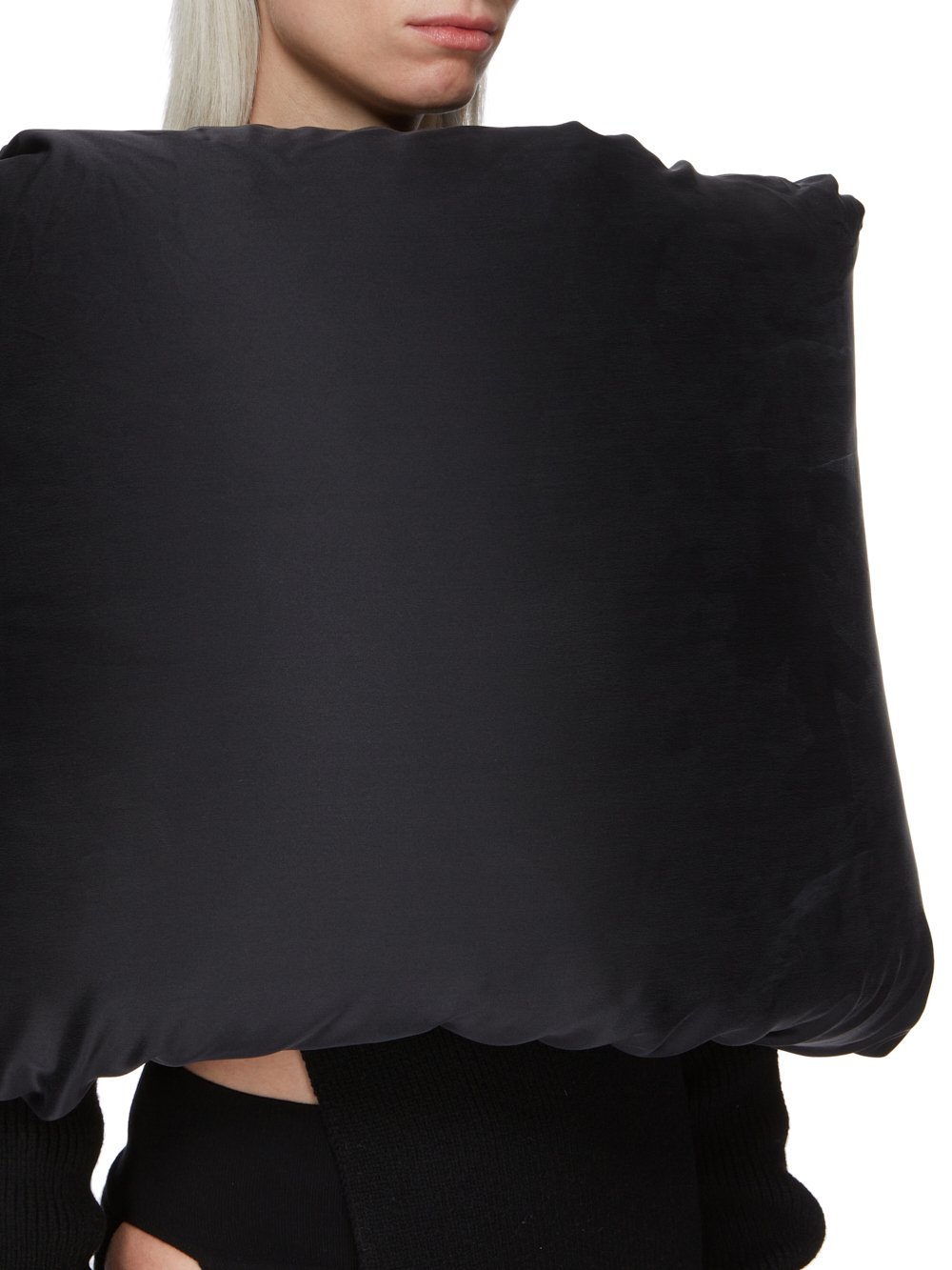 RICK OWENS FW23 LUXOR RUNWAY DONUT COWL IN BLACK SILK CHARMEUSE