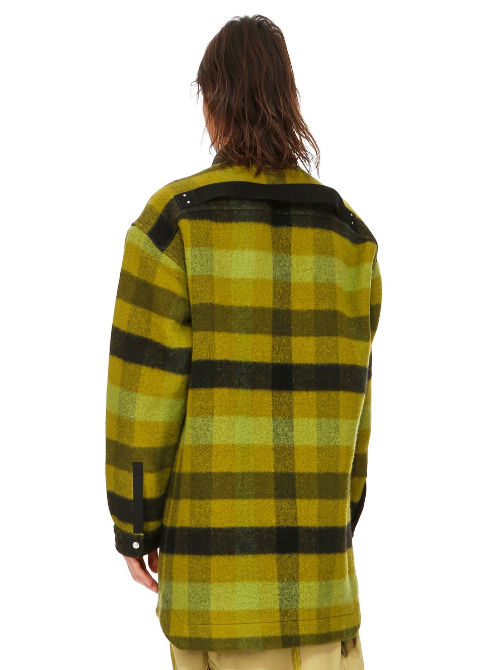 RICK OWENS FW23 LUXOR OVERSIZED OUTERSHIRT IN ACID BOILED WOOL PLAID