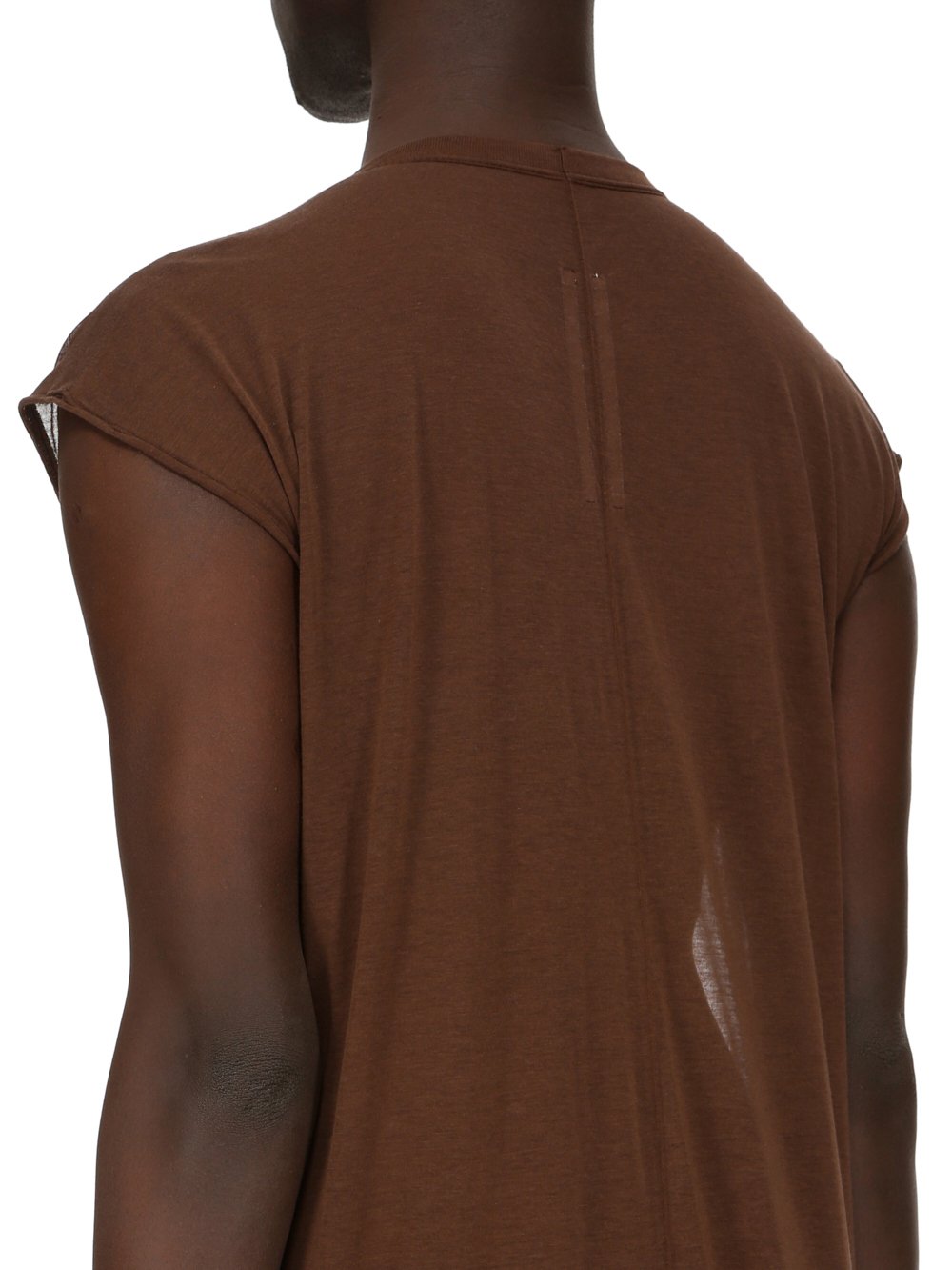 RICK OWENS FW23 LUXOR DEEP V NECK SS T IN BROWN UNSTABLE COTTON