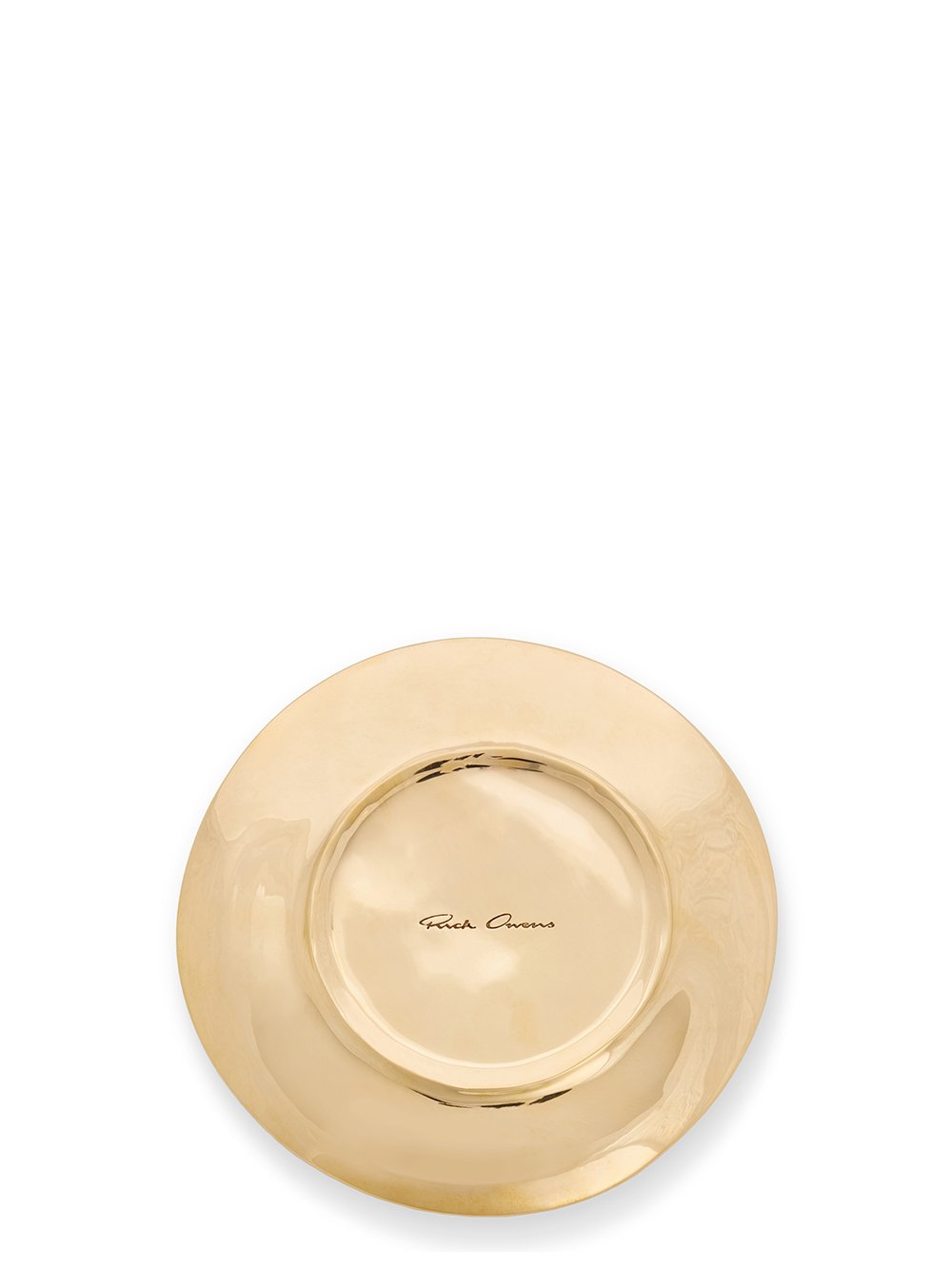 RICK OWENS SMALL PLATE IN GOLD TONE BRONZE.