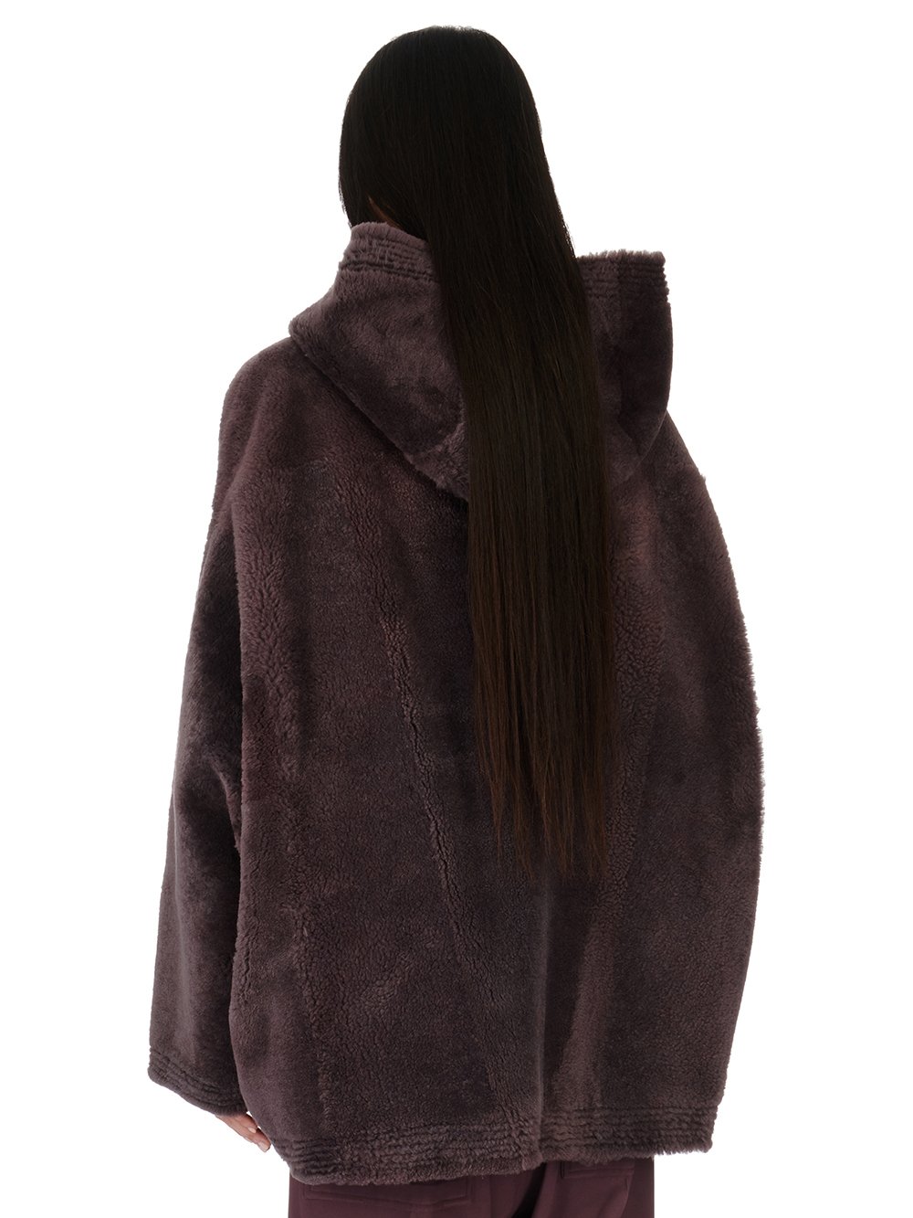 RICK OWENS FW23 LUXOR ZIP FRONT PETER IN AMETHYST BUTTER LAMB SHEARLING