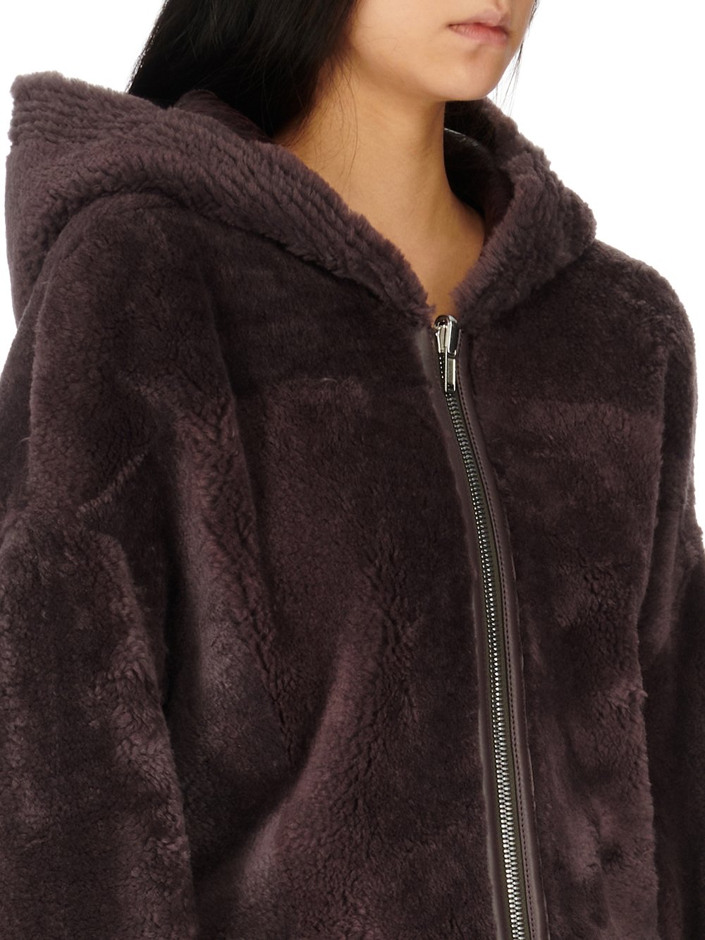 RICK OWENS FW23 LUXOR ZIP FRONT PETER IN AMETHYST BUTTER LAMB SHEARLING