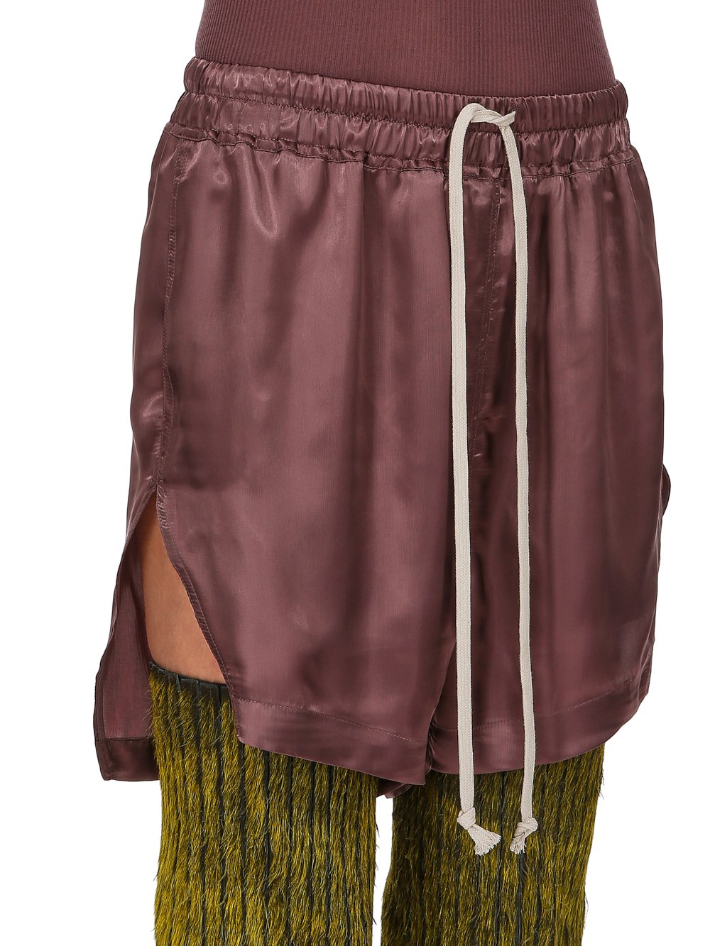 RICK OWENS FW23 LUXOR BOXERS IN AMETHYST PURPLE CUPRO SATIN