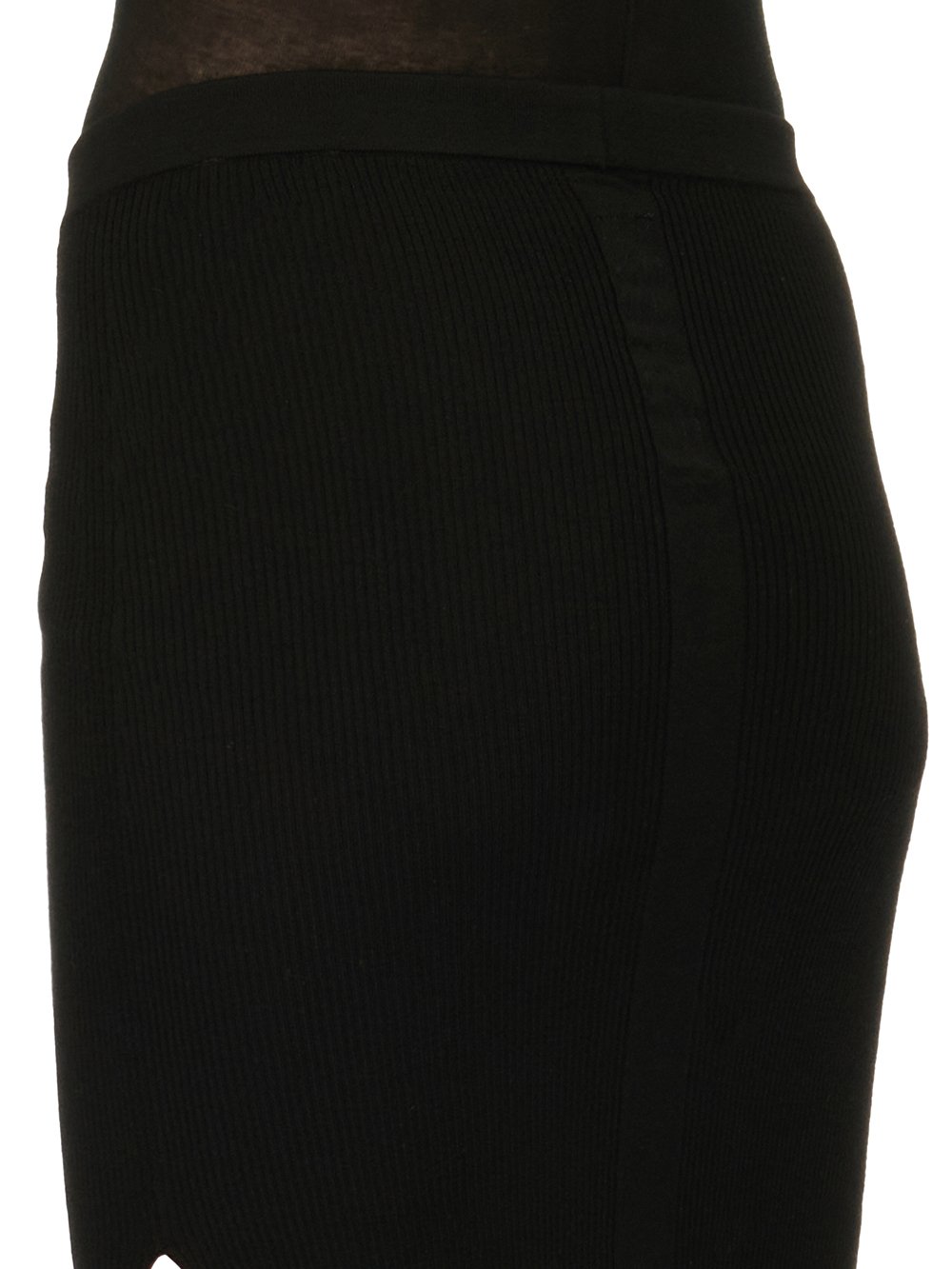 RICK OWENS FW23 LUXOR RIBBED SACRISKIRT IN BLACK LIGHTWEIGHT RIBBED KNIT