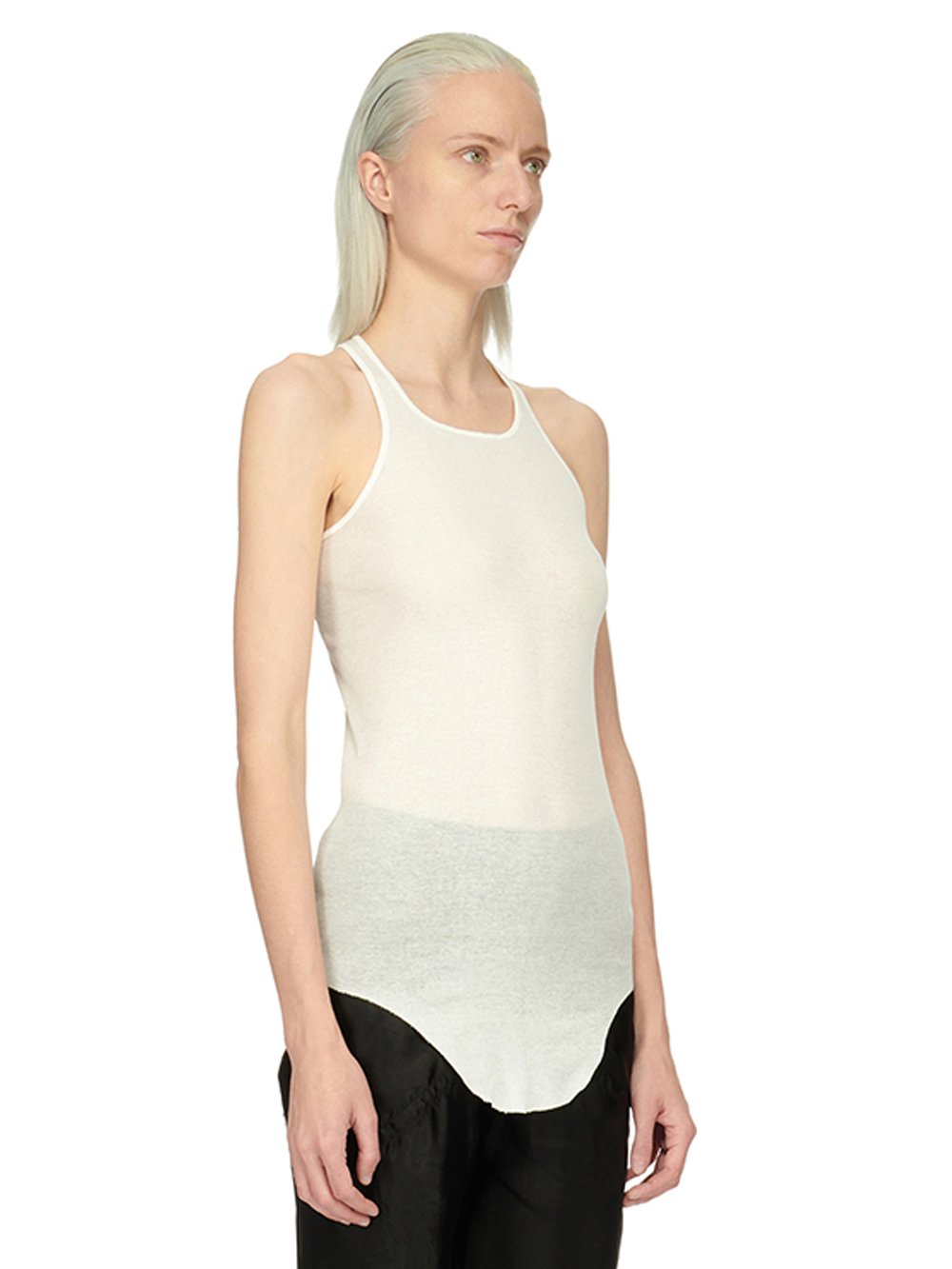 RICK OWENS FOREVER BASIC RIB TANK IN BLACK MINI RIB JERSEY