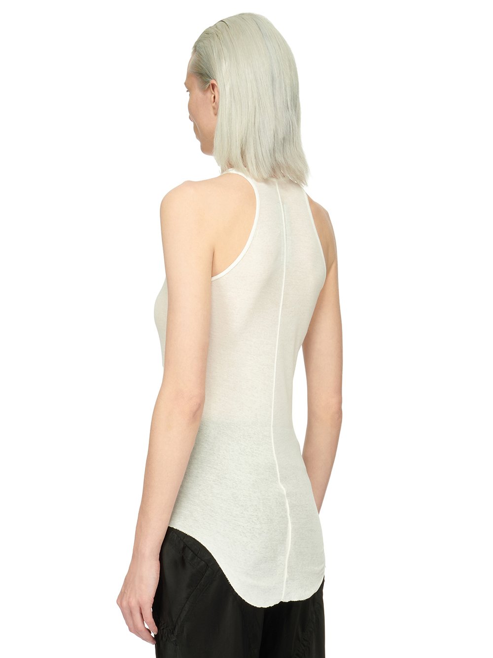 RICK OWENS FOREVER BASIC RIB TANK IN BLACK MINI RIB JERSEY