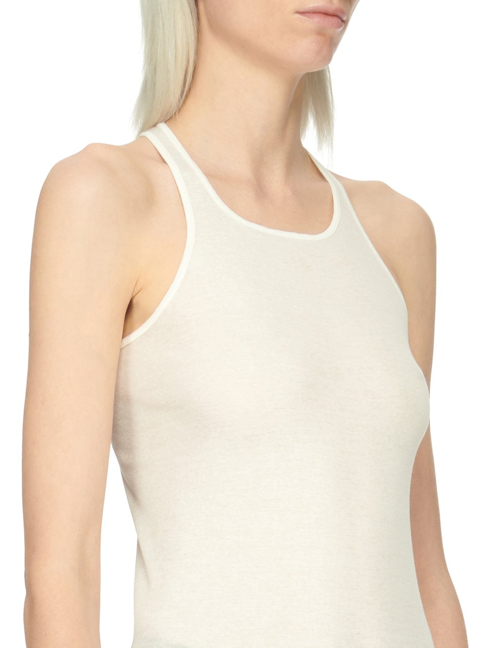 RICK OWENS FOREVER BASIC RIB TANK IN BLACK MINI RIB JERSEY