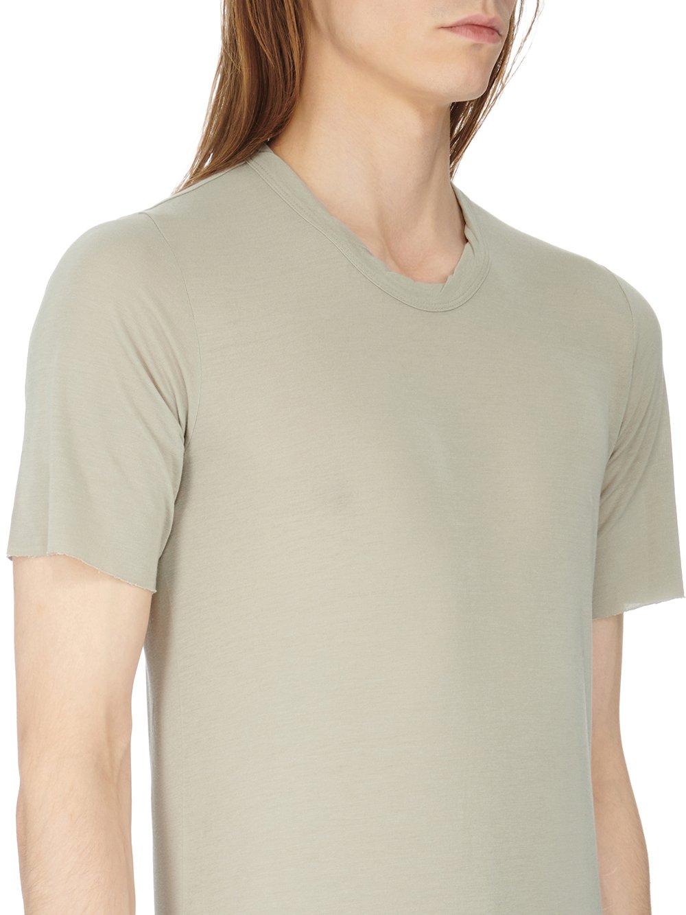 RICK OWENS FW23 LUXOR BASIC SS T IN PEARL VISCOSE SILK JERSEY