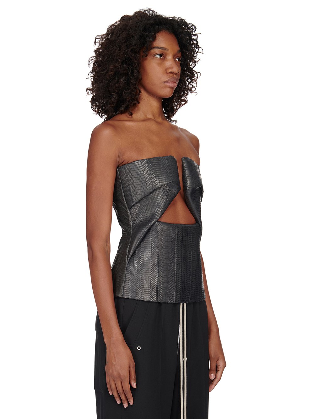 RICK OWENS FW23 LUXOR WOVEN PRONG IN BLACK RADIATED RATSNAKE