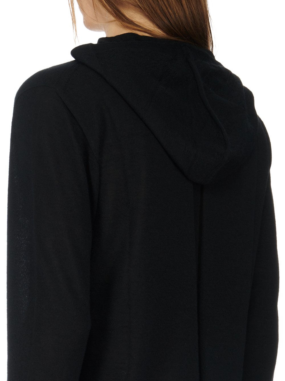 RICK OWENS FW23 LUXOR LS HOODY IN BLACK LIGHTWEIGHT RASATO KNIT