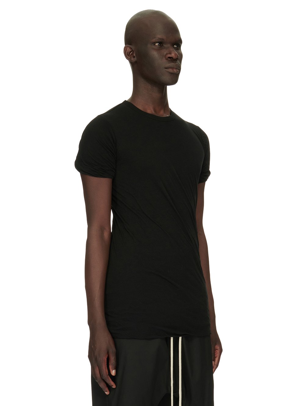 RICK OWENS FW23 LUXOR DOUBLE SS T IN  BLACK UNSTABLE COTTON