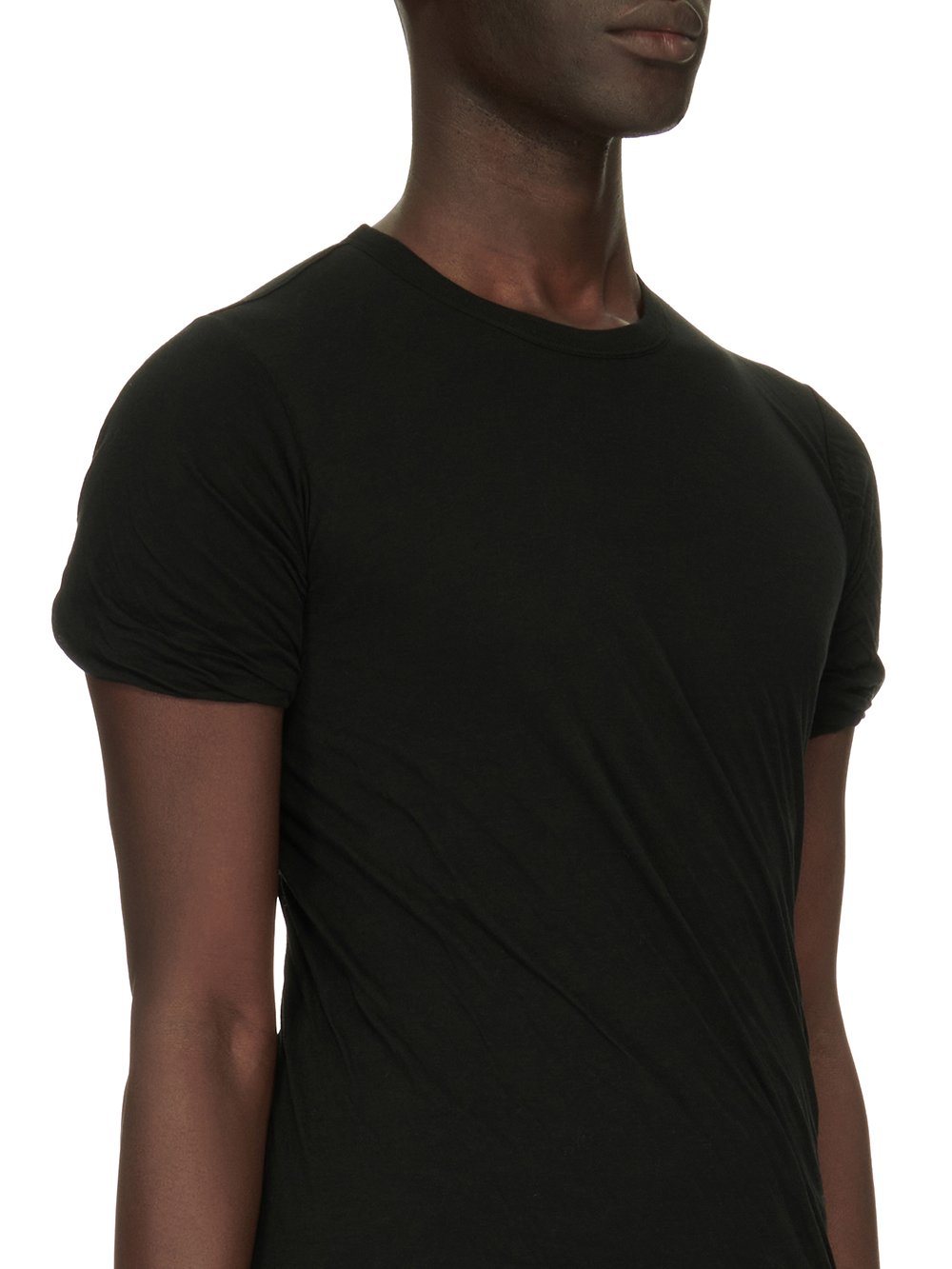 RICK OWENS FW23 LUXOR DOUBLE SS T IN  BLACK UNSTABLE COTTON