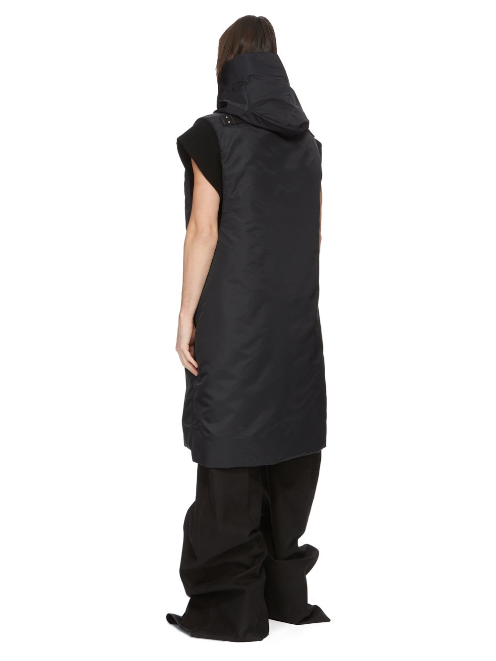 RICK OWENS FW23 LUXOR RUNWAY HOODED LINER IN BLACK RECYCLED BOMBER