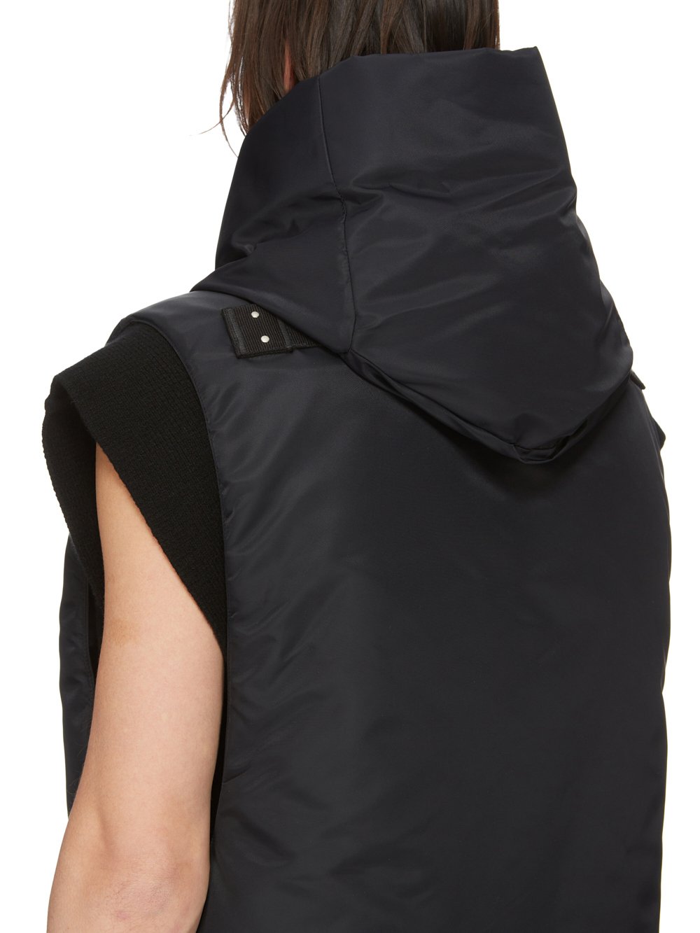 RICK OWENS FW23 LUXOR RUNWAY HOODED LINER IN BLACK RECYCLED BOMBER