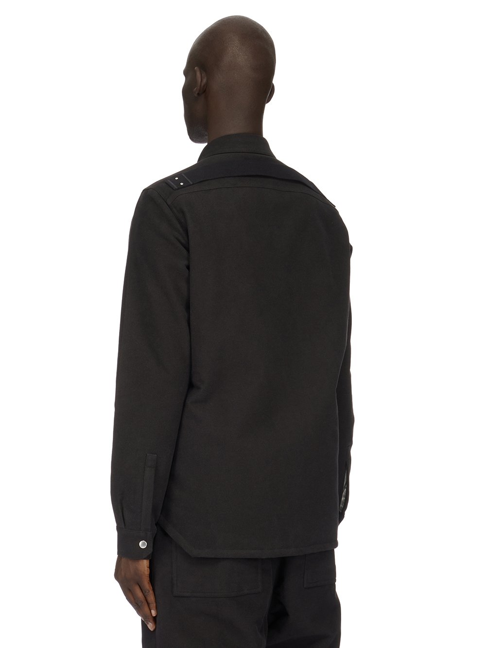 RICK OWENS FW23 LUXOR OUTERSHIRT IN BLACK BRUSHED HEAVY TWILL