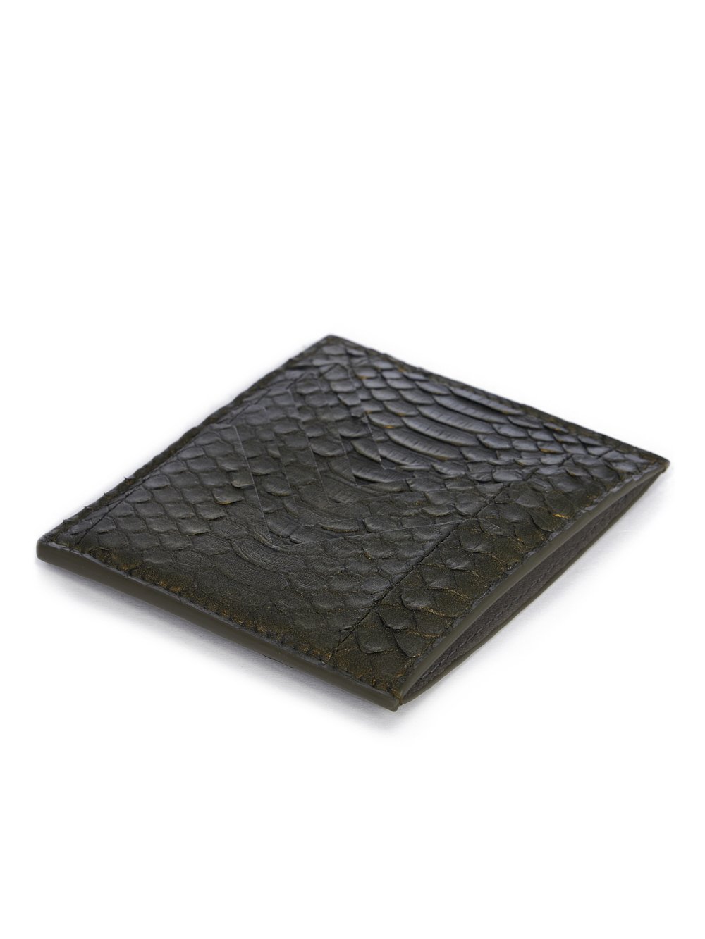 RICK OWENS FW23 LUXOR SQUARE CC HOLDER IN METALLIC ACID XENOCHROPHIS SNAKE