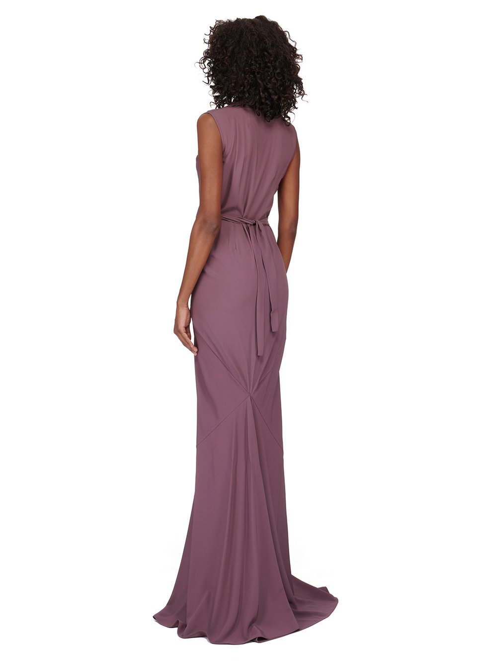 RICK OWENS FW23 LUXOR SL LONG WRAP GOWN IN AMETHYST PURPLE COCOON CREPE