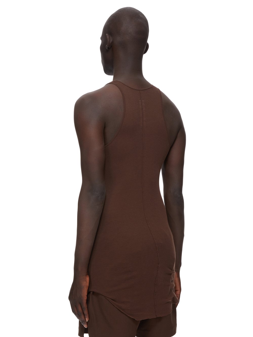 RICK OWENS FW23 LUXOR BASIC RIB TANK IN BROWN MINI RIB JERSEY