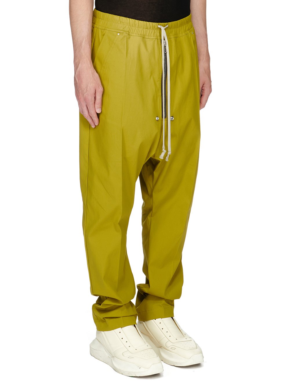 RICK OWENS FW23 LUXOR BELA PANTS IN ACID YELLOW HEAVY COTTON POPLIN