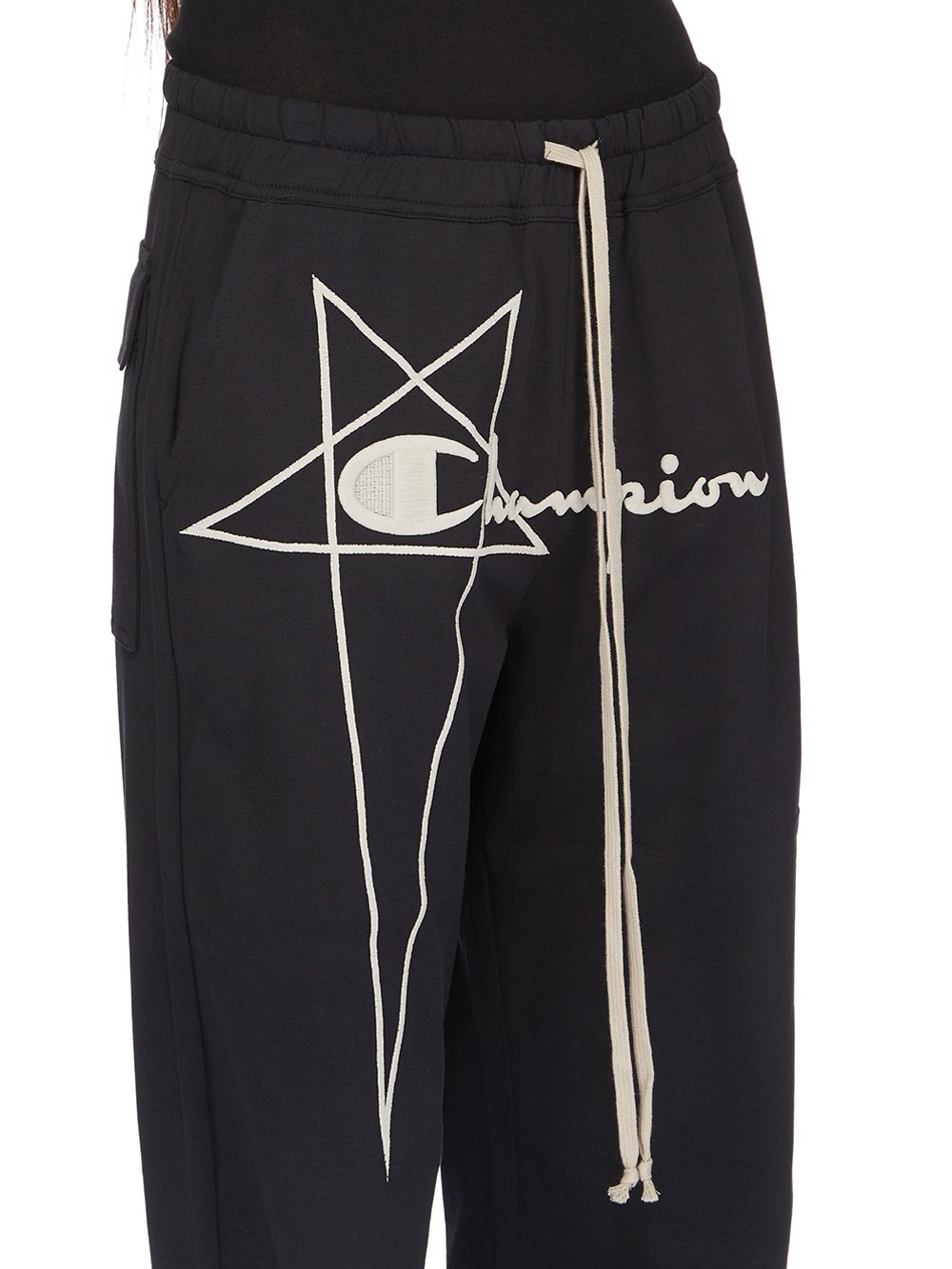 CHAMPION X RICK OWENS DIETRICH DRAWSTRING IN BLACK MEDIUM WEIGHT COTTON JERSEY 