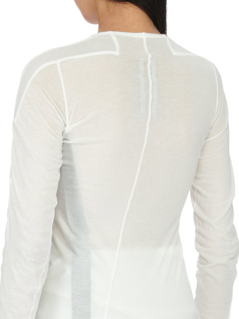 RICK OWENS FW23 LUXOR SCARIFICATION LS T IN MILK LIGHTWEIGHT COTTON GAUZE JERSEY 