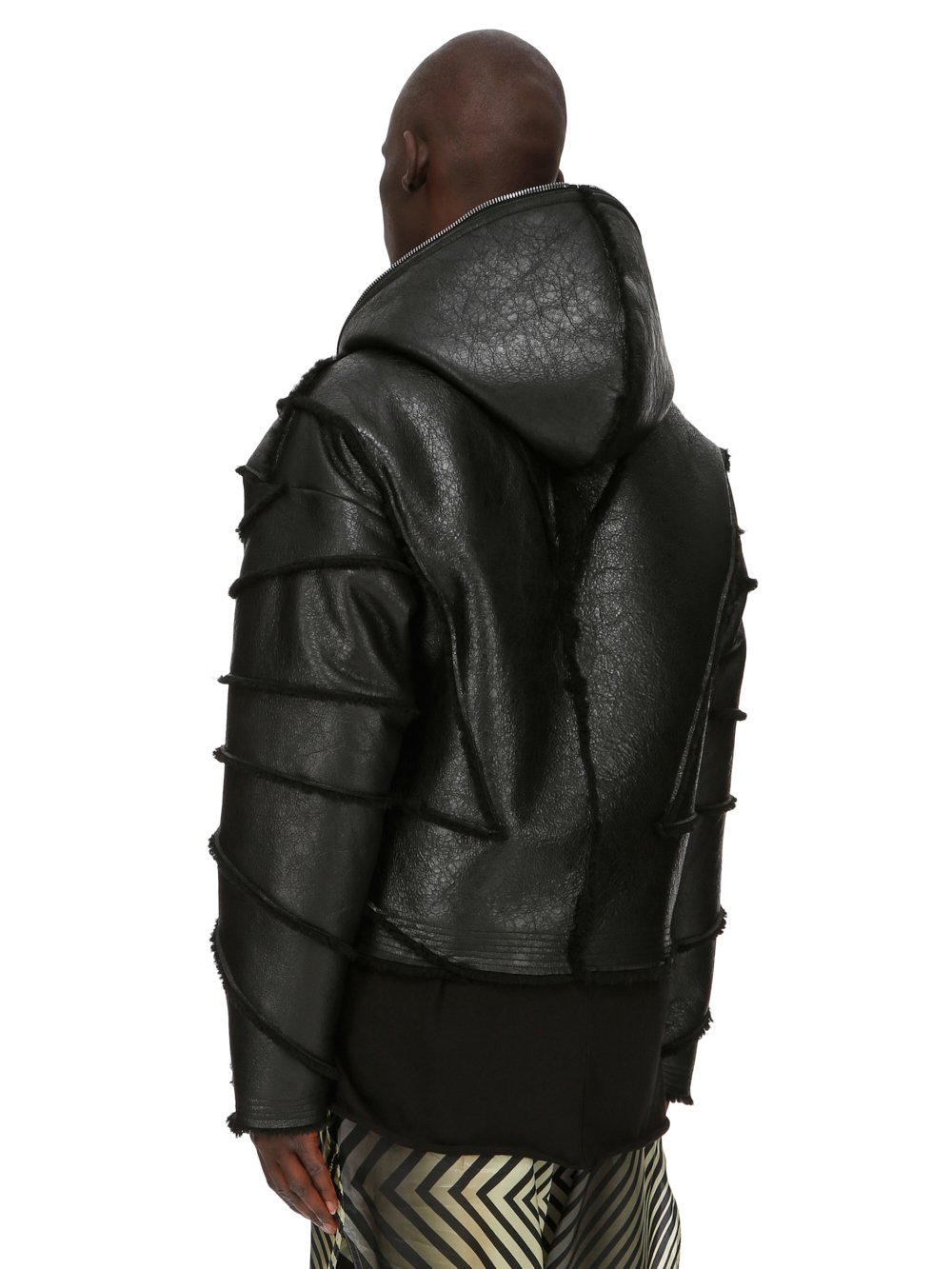 RICK OWENS FW23 LUXOR SEALED WINDBREAKER IN BLACK BUTTER LAMB SHEARLING RADIANCE