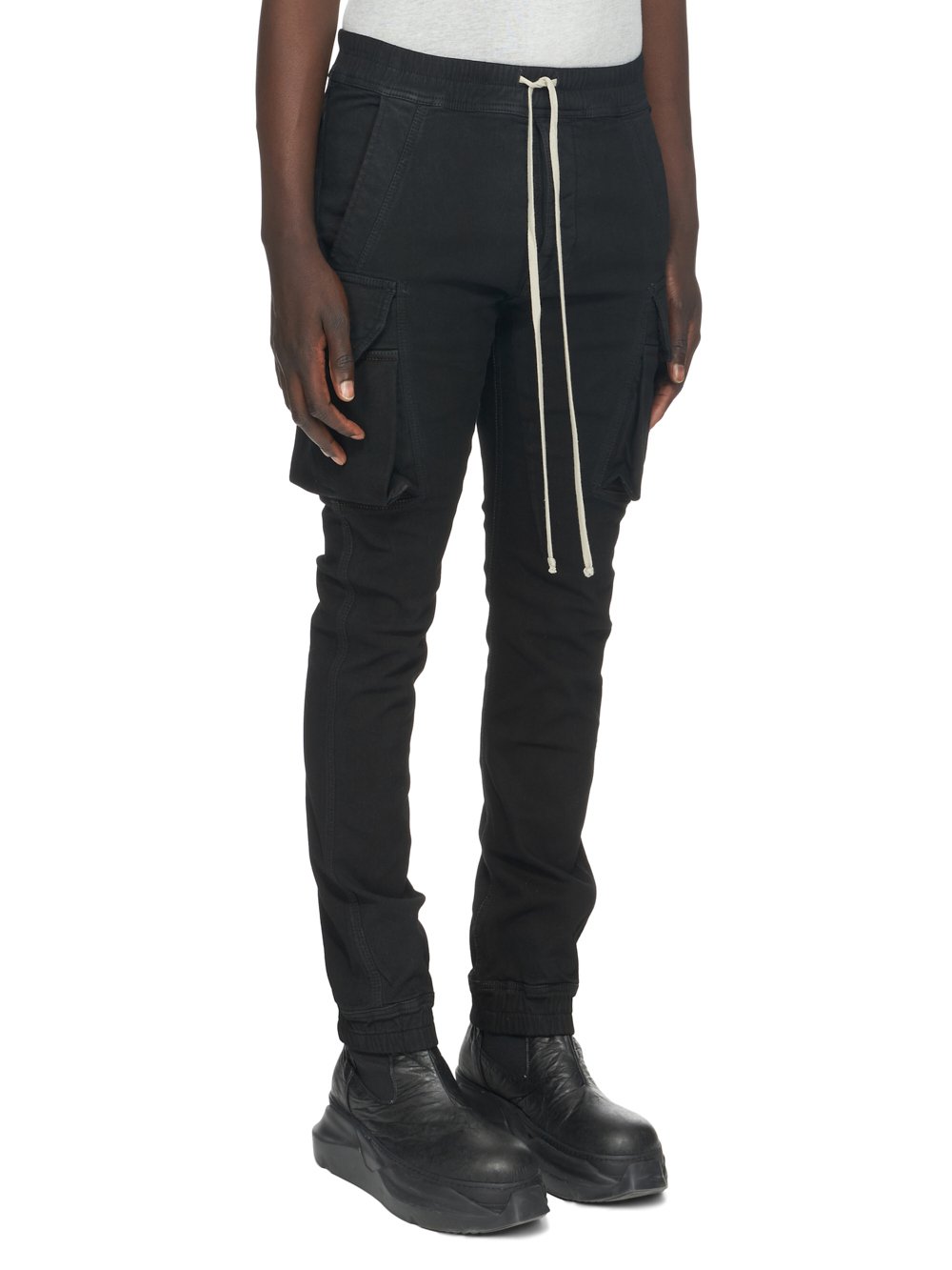 RICK OWENS FW23 LUXOR MASTODON CUT IN BLACKETY BLACK STRETCH DENIM 