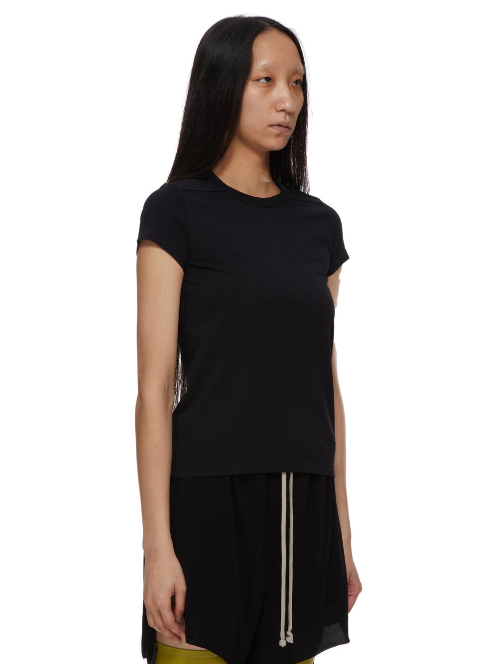 RICK OWENS FW23 LUXOR CROPPED LEVEL T IN BLACK CLASSIC COTTON JERSEY