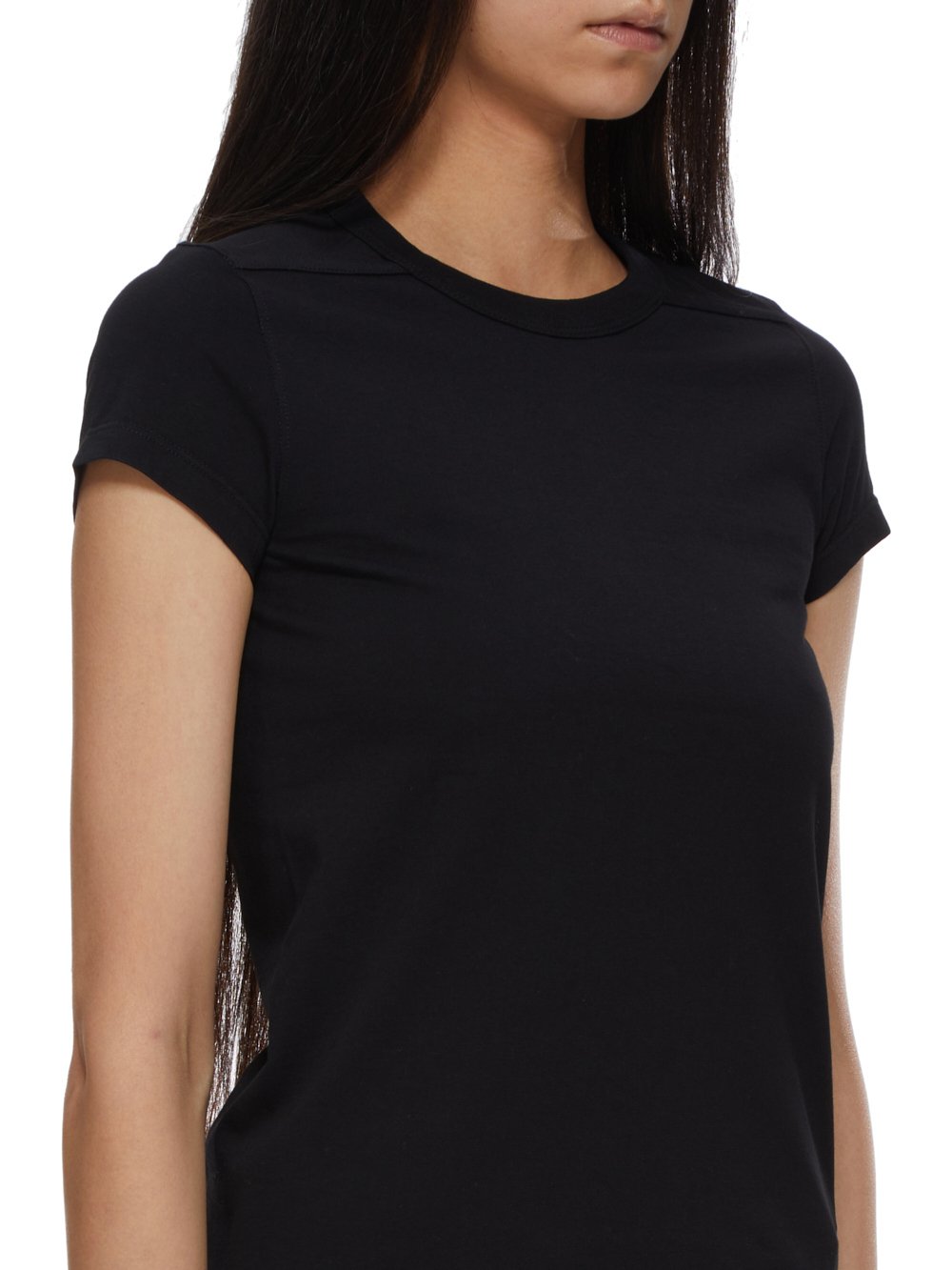 RICK OWENS FW23 LUXOR CROPPED LEVEL T IN BLACK CLASSIC COTTON JERSEY