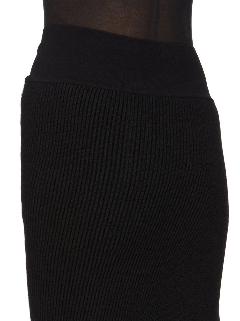 RICK OWENS FW23 LUXOR RUNWAY KNT EDFU SKIRT IN BLACK HEAVY RIB RECYCLED CASHMERE