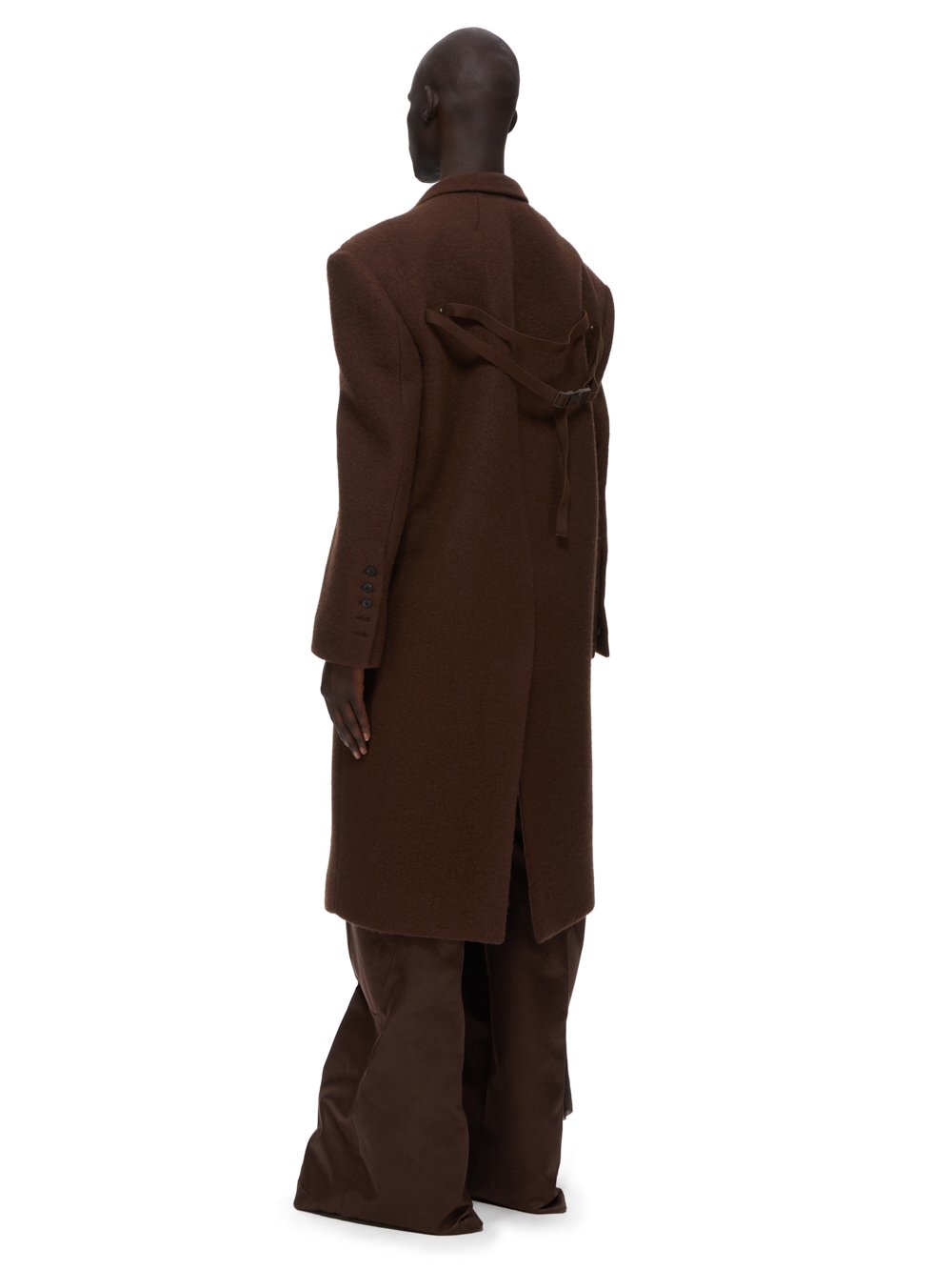 RICK OWENS FW23 LUXOR SOFT JUMBO TATLIN COAT IN BROWN BOILED WOOL