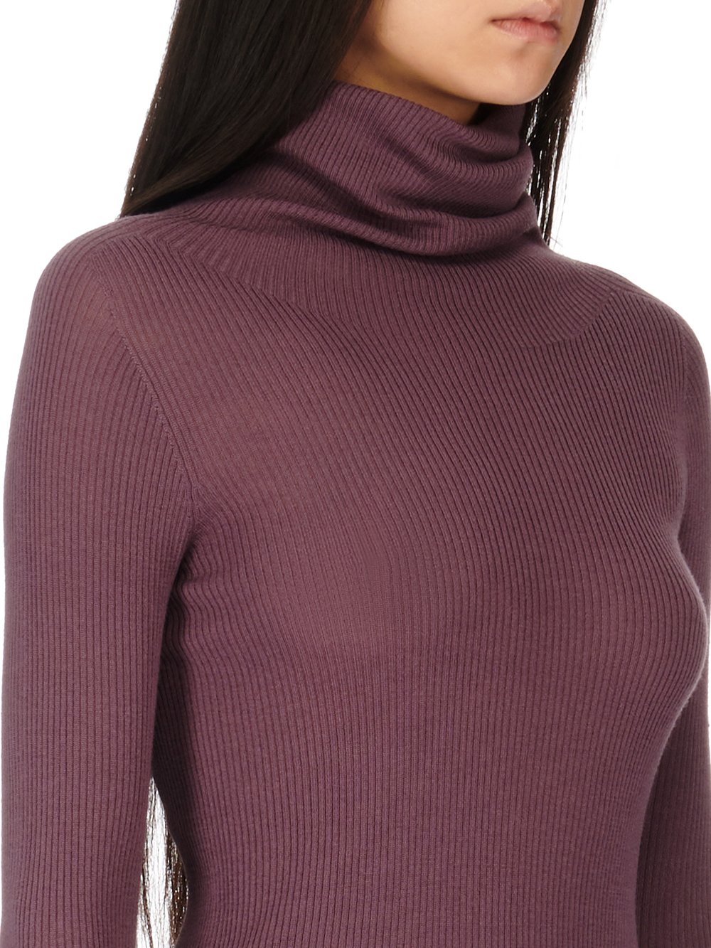 RICK OWENS FW23 LUXOR RIBBED LS TUBE IN AMETHYST LIGHTWEIGHT RIBBED KNIT