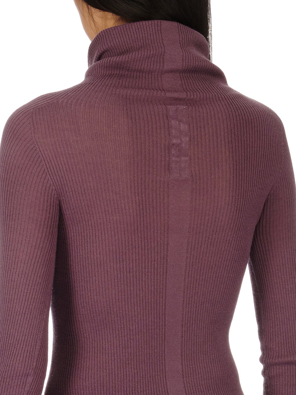 RICK OWENS FW23 LUXOR RIBBED LS TUBE IN AMETHYST LIGHTWEIGHT RIBBED KNIT