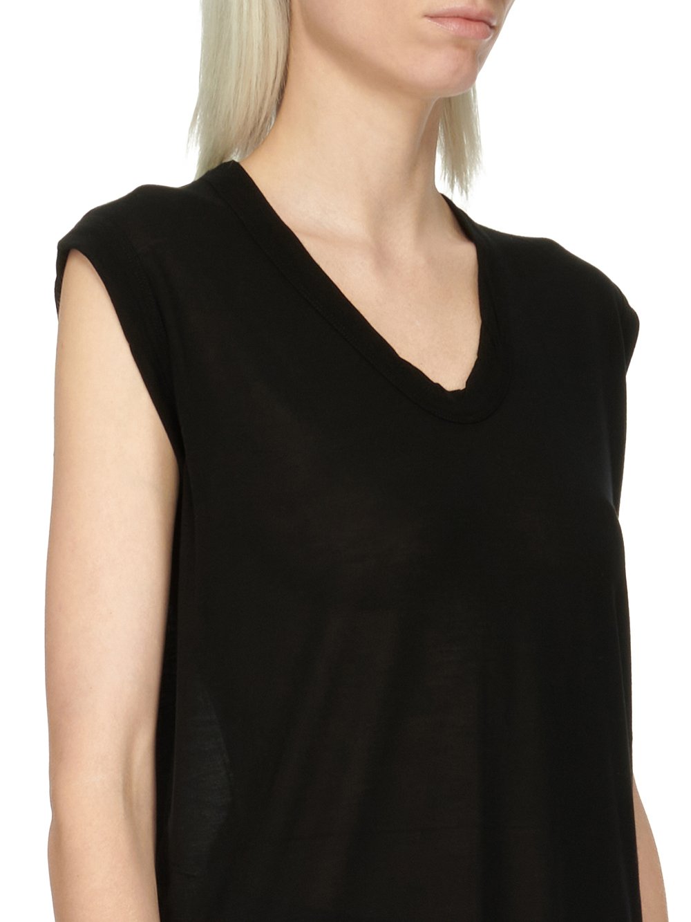 RICK OWENS FOREVER BASIC SL T IN BLACK VISCOSE SILK JERSEY